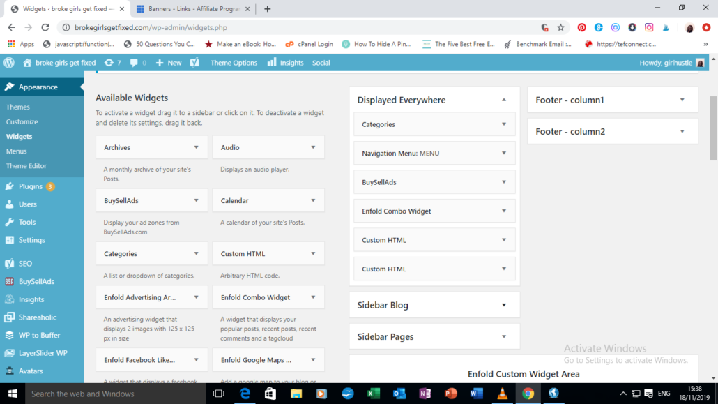 Widgets on a WordPress blog