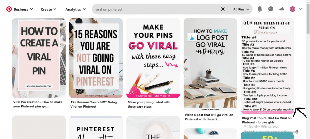 screenshot on how to get free traffic from Pinterest