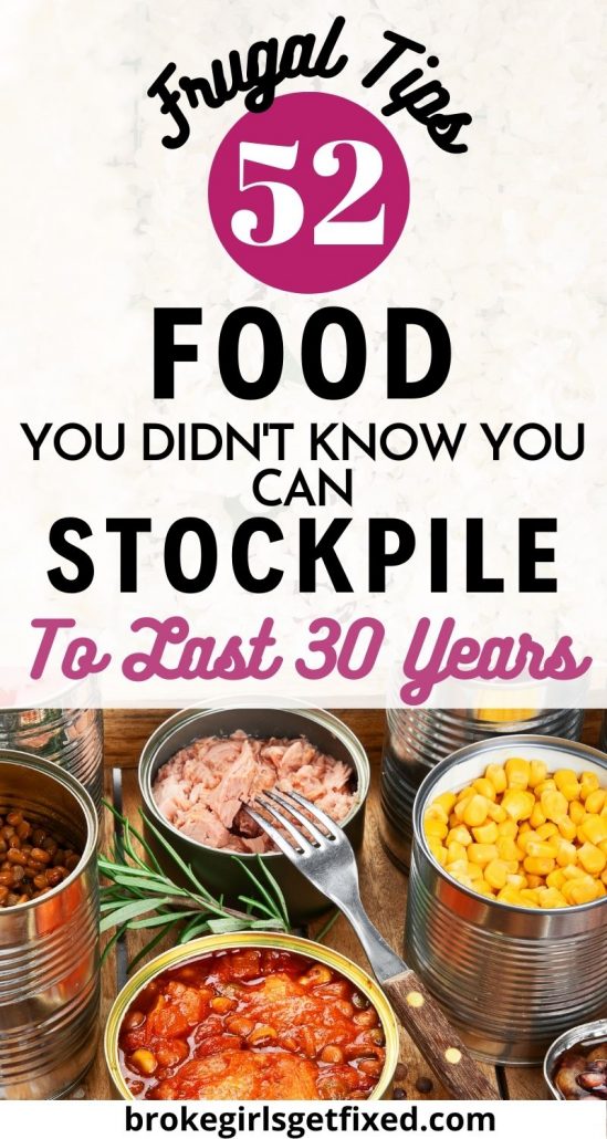 50 food to stockpile that can last 30 years 